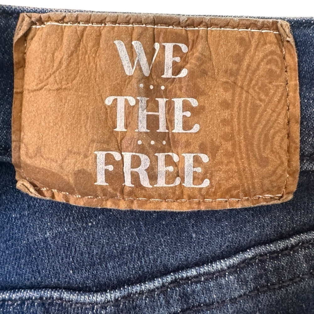 Free People We The Free Varsity Blues Sim Boot Flare Mid Rise Jeans Size 31 - Picture 13 of 16